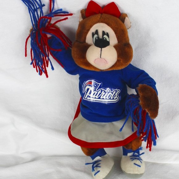 New England Patriots Cheerleader Bear Plush Official NFL 1999 -13" Tall Logo - Picture 1 of 10